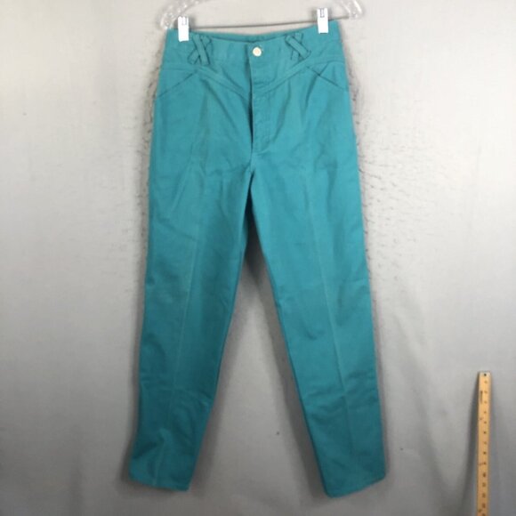 Vintage Jewells Classic Bottoms Jeans Jrs 11 Green Bareback Western High Waist - Picture 1 of 16